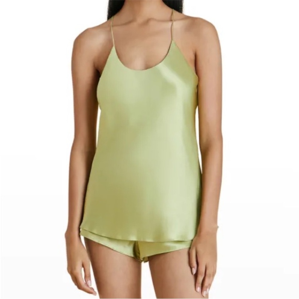 Olivia von Halle Light Green Silk Satin Cami & Shorts Set
